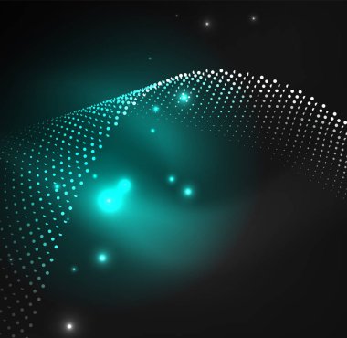 parlayan parçacıkların 3D ışıklı dalga