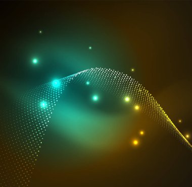 parlayan parçacıkların 3D ışıklı dalga