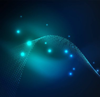 parlayan parçacıkların 3D ışıklı dalga