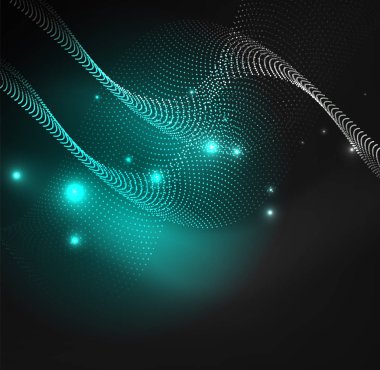 parlayan parçacıkların 3D ışıklı dalga