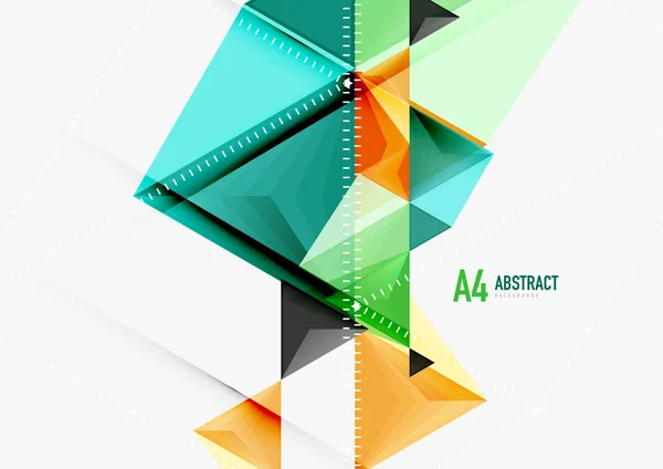 Triangular low poly vector a4 size geometric abstract template — Stock Vector