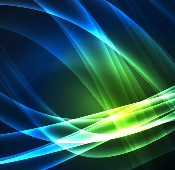 Enerji hatları, karanlıkta parlayan dalgalar vektör arka plan