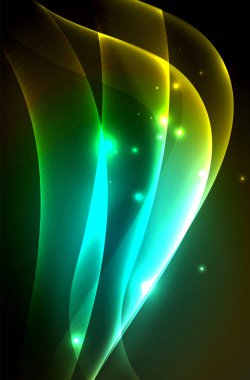 Karanlıkta parlayan dumanlı dalgalar