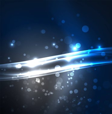 Enerji hatları, karanlıkta parlayan dalgalar vektör arka plan