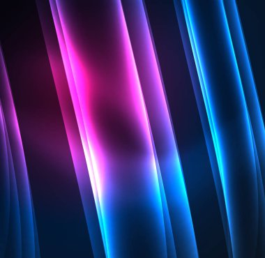 Enerji hatları, karanlıkta parlayan dalgalar vektör arka plan