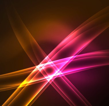 Enerji hatları, karanlıkta parlayan dalgalar vektör arka plan