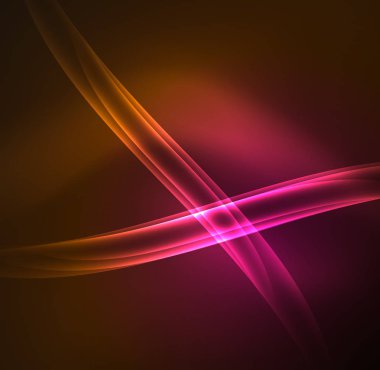 Enerji hatları, karanlıkta parlayan dalgalar vektör arka plan