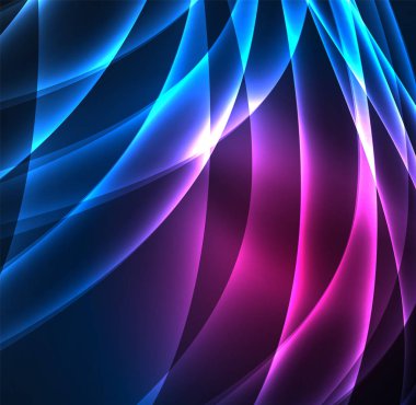 Enerji hatları, karanlıkta parlayan dalgalar vektör arka plan