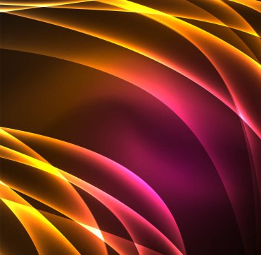 Enerji hatları, karanlıkta parlayan dalgalar vektör arka plan