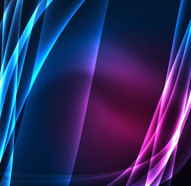 Enerji hatları, karanlıkta parlayan dalgalar vektör arka plan