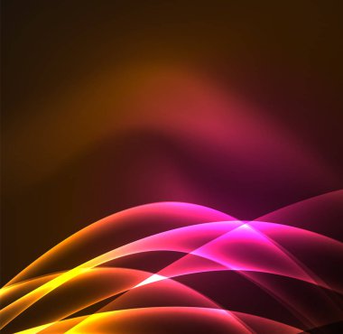 Enerji hatları, karanlıkta parlayan dalgalar vektör arka plan