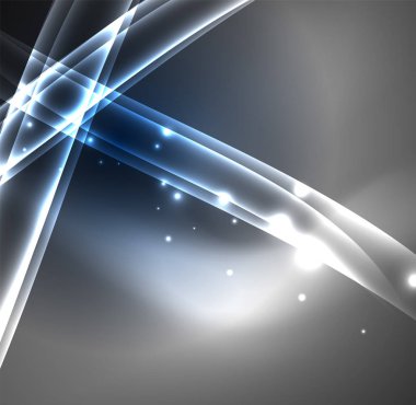 Enerji hatları, karanlıkta parlayan dalgalar vektör arka plan