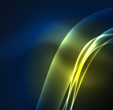 Enerji hatları, karanlıkta parlayan dalgalar vektör arka plan