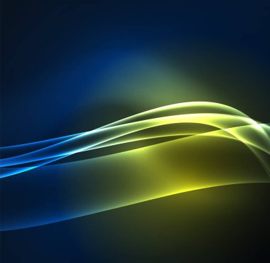 Enerji hatları, karanlıkta parlayan dalgalar vektör arka plan