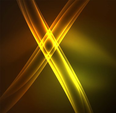 Enerji hatları, karanlıkta parlayan dalgalar vektör arka plan