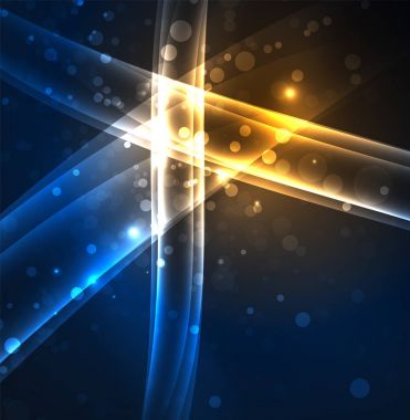 Enerji hatları, karanlıkta parlayan dalgalar vektör arka plan