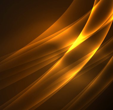 Enerji hatları, karanlıkta parlayan dalgalar vektör arka plan