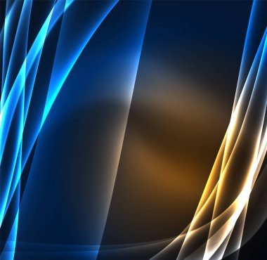 Enerji hatları, karanlıkta parlayan dalgalar vektör arka plan