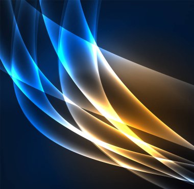 Enerji hatları, karanlıkta parlayan dalgalar vektör arka plan