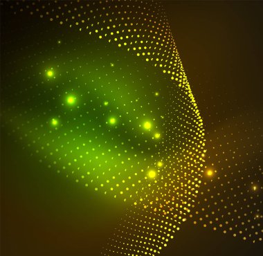 parlayan parçacıkların 3D ışıklı dalga