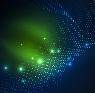 parlayan parçacıkların 3D ışıklı dalga