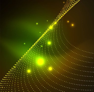 parlayan parçacıkların 3D ışıklı dalga