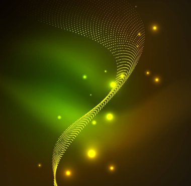 parlayan parçacıkların 3D ışıklı dalga