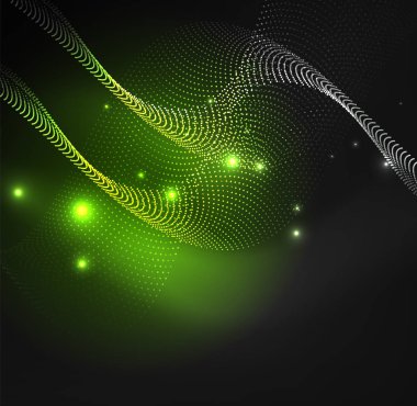 parlayan parçacıkların 3D ışıklı dalga