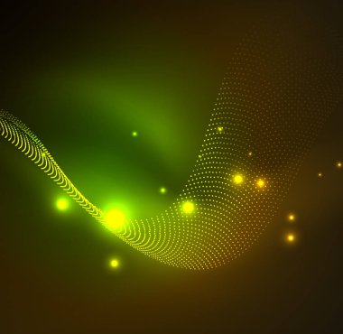 parlayan parçacıkların 3D ışıklı dalga