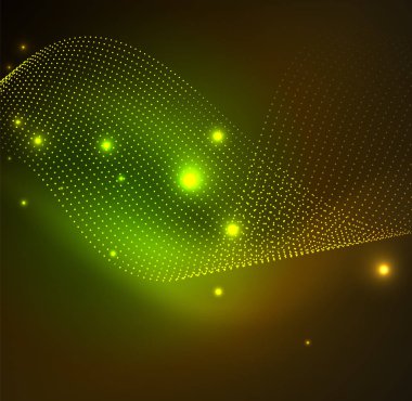 parlayan parçacıkların 3D ışıklı dalga