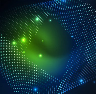 parlayan parçacıkların 3D ışıklı dalga