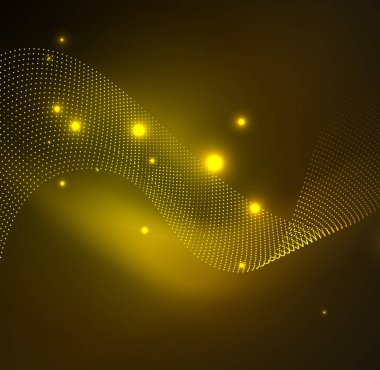 parlayan parçacıkların 3D ışıklı dalga