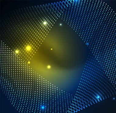 parlayan parçacıkların 3D ışıklı dalga