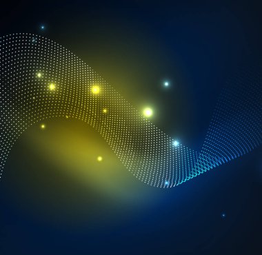 parlayan parçacıkların 3D ışıklı dalga