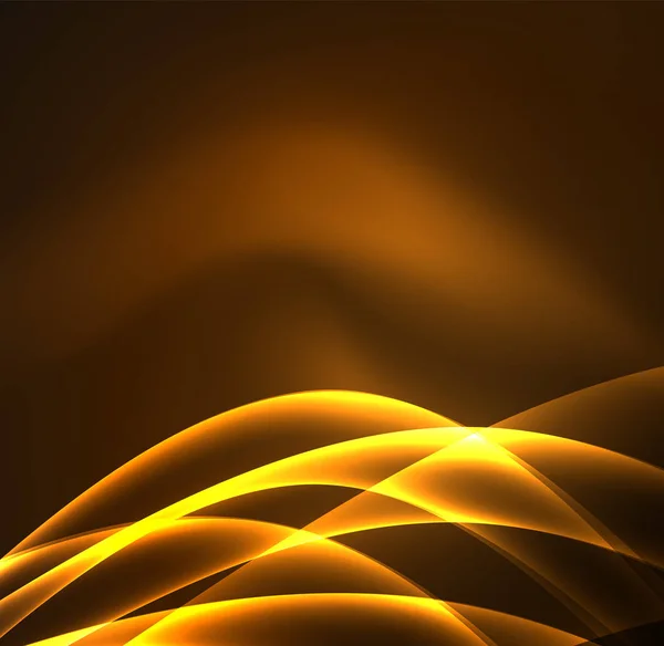 Lignes énergétiques, ondes lumineuses dans l'obscurité, fond abstrait vectoriel — Image vectorielle