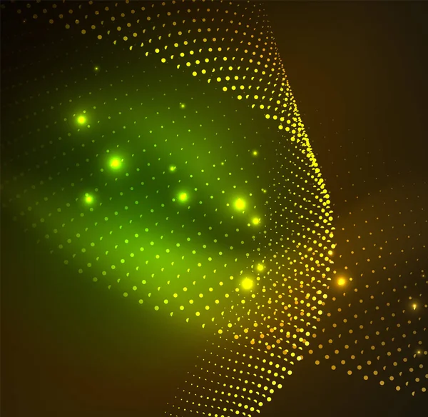 parlayan parçacıkların 3D ışıklı dalga