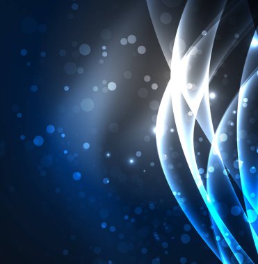 Enerji hatları, karanlıkta parlayan dalgalar vektör arka plan