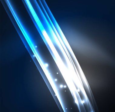 Enerji hatları, karanlıkta parlayan dalgalar vektör arka plan