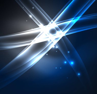 Enerji hatları, karanlıkta parlayan dalgalar vektör arka plan