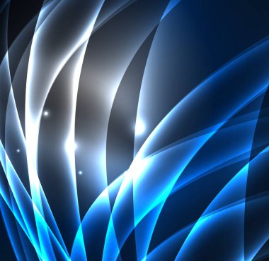 Enerji hatları, karanlıkta parlayan dalgalar vektör arka plan