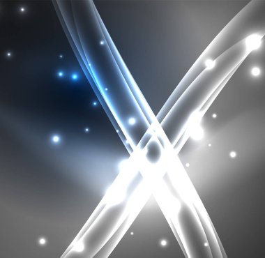 Enerji hatları, karanlıkta parlayan dalgalar vektör arka plan