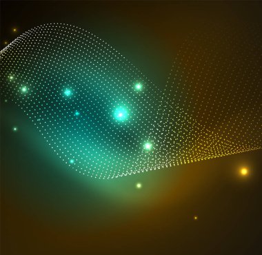 parlayan parçacıkların 3D ışıklı dalga