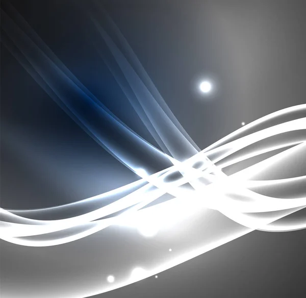 Lignes énergétiques, ondes lumineuses dans l'obscurité, fond abstrait vectoriel — Image vectorielle