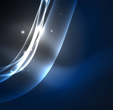 Enerji hatları, karanlıkta parlayan dalgalar vektör arka plan