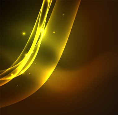 Enerji hatları, karanlıkta parlayan dalgalar vektör arka plan
