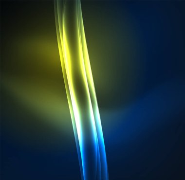 Enerji hatları, karanlıkta parlayan dalgalar vektör arka plan