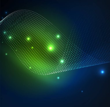 parlayan parçacıkların 3D ışıklı dalga