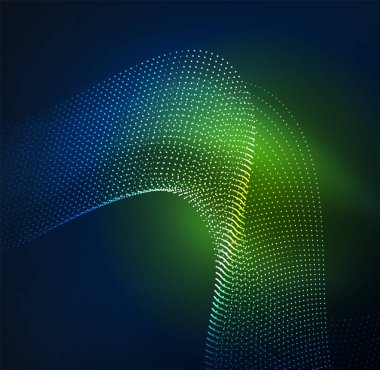 parlayan parçacıkların 3D ışıklı dalga