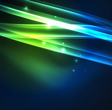 Enerji hatları, karanlıkta parlayan dalgalar vektör arka plan