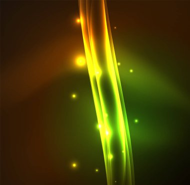 Enerji hatları, karanlıkta parlayan dalgalar vektör arka plan